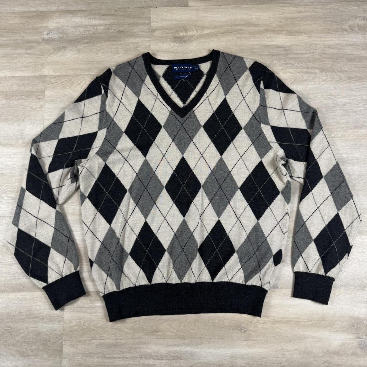 P0 (1) Polo Ralph Lauren Men's Grey and Blue Jumper - Image 1